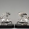 A pair of Art Deco silvered bird bookends.