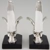 A pair of Art Deco silvered bird bookends.