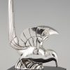 Art Deco serre-livres oiseaux, metal argenté