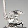 A pair of Art Deco silvered bird bookends.