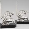 A pair of Art Deco silvered bird bookends.