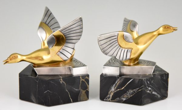 Art Deco bronze duck bookends.