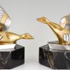 Art Deco Bronze Buchstütze Enten