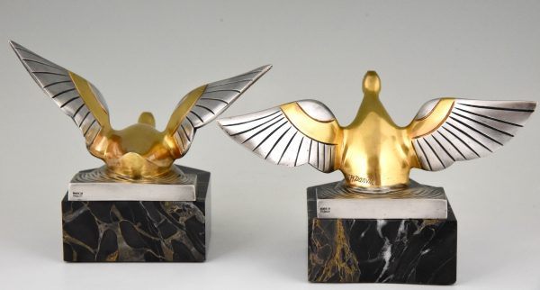 Art Deco Bronze Buchstütze Enten