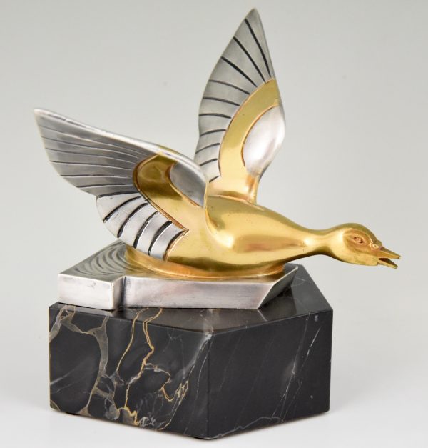 Art Deco Bronze Buchstütze Enten