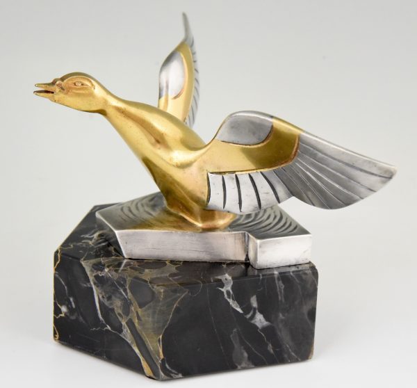 Art Deco Bronze Buchstütze Enten