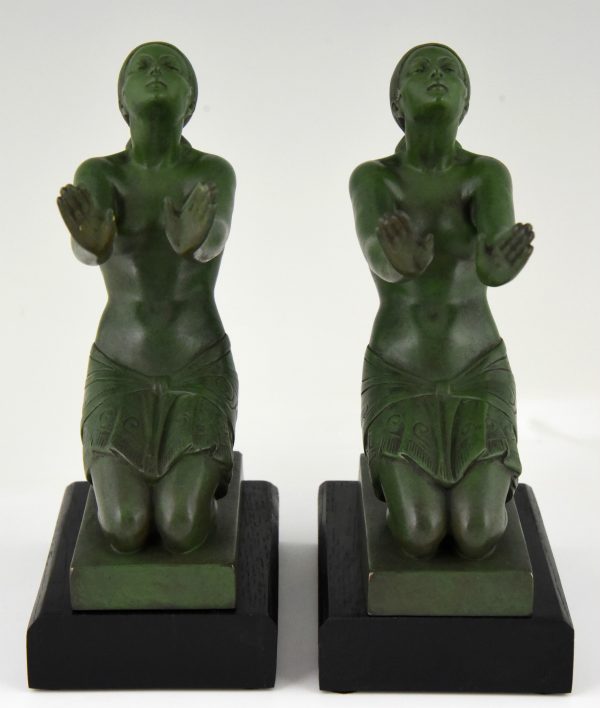 Art Deco bookends kneeling nudes