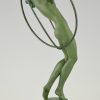 Art Deco Skulptur Tänzerin Akt mit Reifen