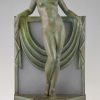 Art Deco lamp sculpture nude with scarf.