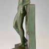 Art Deco lamp sculpture nude with scarf.