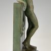 Art Deco lamp sculpture nude with scarf.