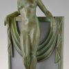 Art Deco lamp sculpture nude with scarf.