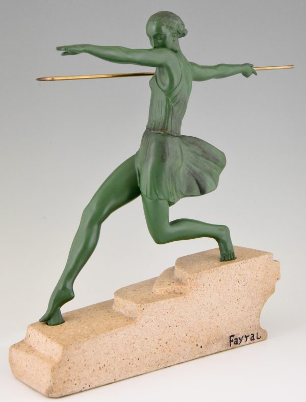 Art Deco sculpture female javelin thrower