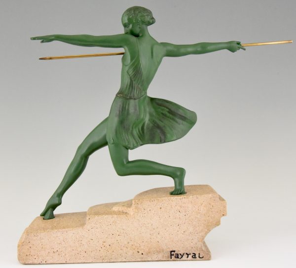 Art Deco sculpture female javelin thrower