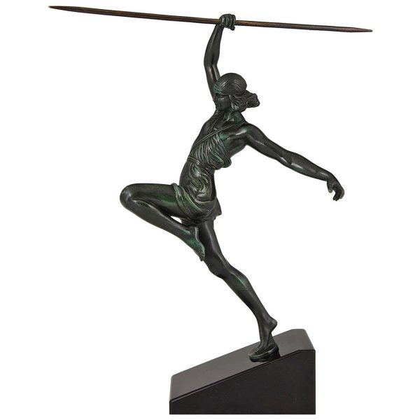 Art Deco sculpture femme a la lance