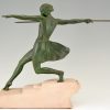 Art Deco sculpture female javelin thrower Antiope