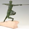 Art Deco sculpture female javelin thrower Antiope