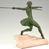 Art Deco sculptuur vrouw met speer Antiope