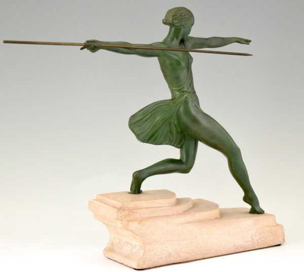 Art Deco sculpture female javelin thrower Antiope