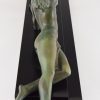 Art Deco sculpture femme nue et gazelle Seduction