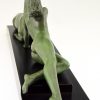 Art Deco sculpture femme nue et gazelle Seduction