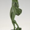 Art Deco sculptuur vrouw met duif Message of love