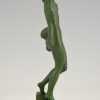 Art Deco sculptuur vrouw met duif Message of love