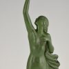 Art Deco sculptuur vrouw met duif Message of love