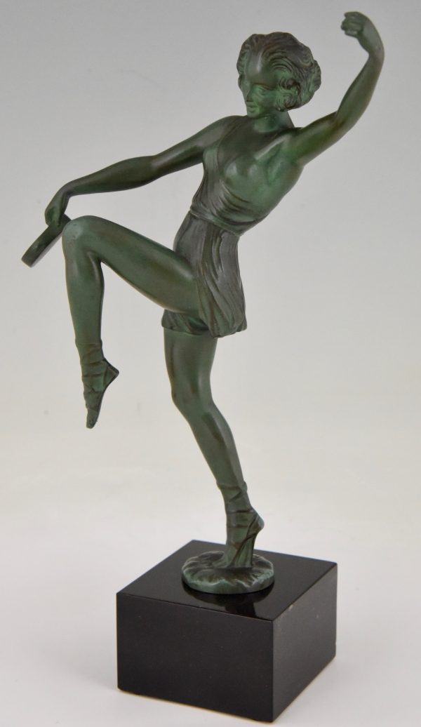 Art Deco sculpture of dancer with tambourine