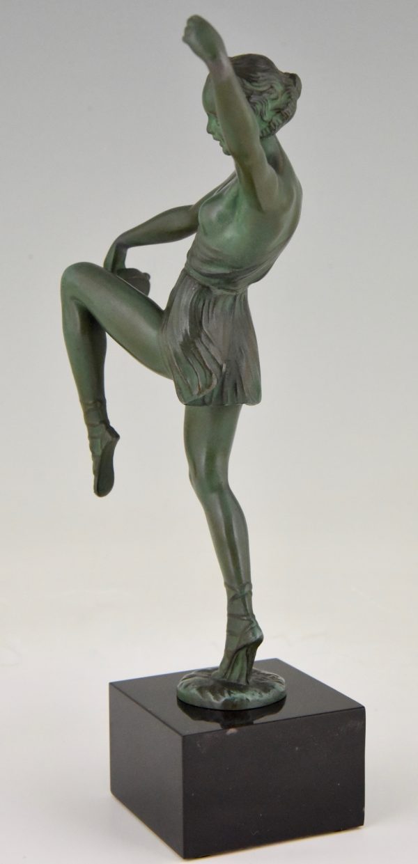 Art Deco sculpture of dancer with tambourine