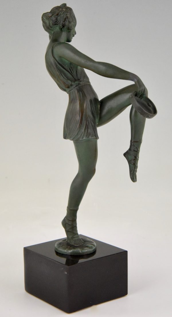 Art Deco sculpture of dancer with tambourine