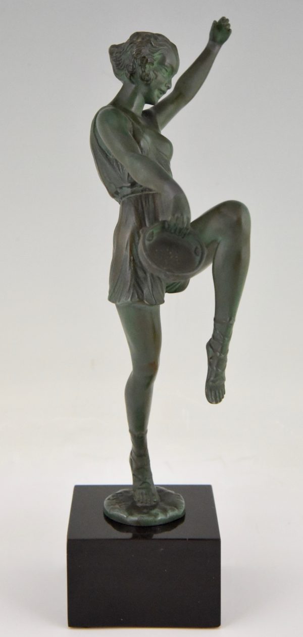 Art Deco sculpture of dancer with tambourine