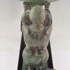 Art Deco lampe femmes agenouillées tenant une coupe en verre
