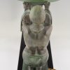 Art Deco lamp kneeling nudes holding a glass shade