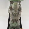 Art Deco lamp twee vrouwen met glazen schaal