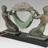 Art Deco lamp kneeling nudes holding a glass shade
