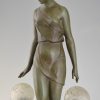 Art Deco lamp sculpture lady at the fountain