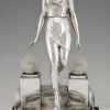 Art Deco silvered lamp lady at the fountain Nausicaa