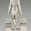 Art Deco silvered lamp lady at the fountain Nausicaa