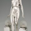 Art Deco silvered lamp lady at the fountain Nausicaa