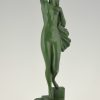 Art Deco Skulptur Frauenakt mit Taube