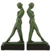 Pair of Art Deco bookends standing nudes with drape