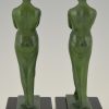 Paar Art Deco Buchstützen Frauenakt