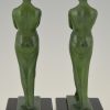 Pair of Art Deco bookends standing nudes with drape