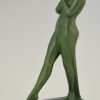 Pair of Art Deco bookends standing nudes with drape