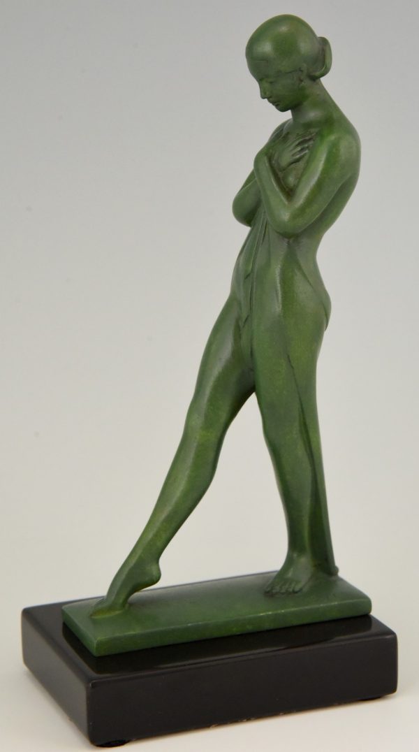 Pair of Art Deco bookends standing nudes with drape