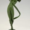 Tourbillon Art Deco sculpture nude dancer with swirling ribbon