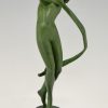 Tourbillon Art Deco sculpture nude dancer with swirling ribbon