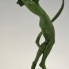 Tourbillon Art Deco sculpture nude dancer with swirling ribbon