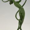 Tourbillon Art Deco sculpture nude dancer with swirling ribbon